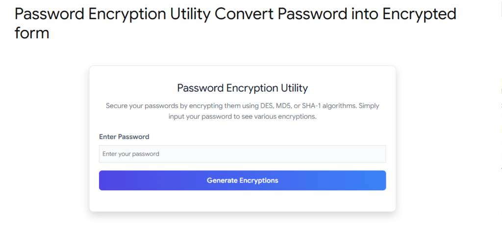 Password Encryption Utility Convert Password into Encrypted form